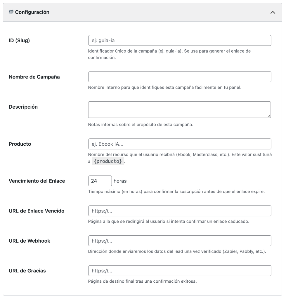Configuración General