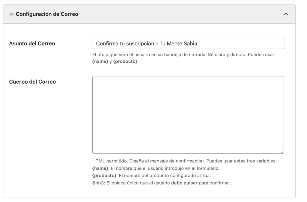 Configuración de Correo
