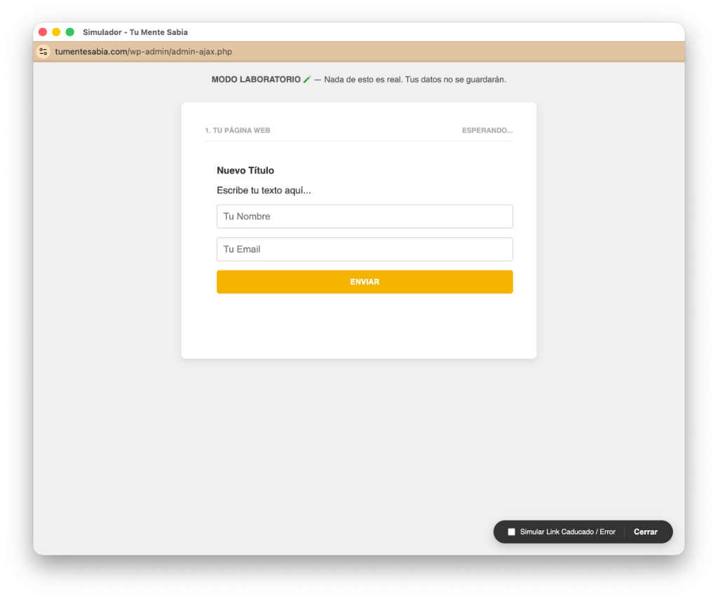 Pantalla Principal del Simulador